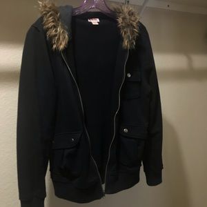 Black faux fur jacket